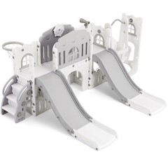 10in1 Toddler Double Slides & Swing Playset Playground Kids Indoor/Outdoor Toys