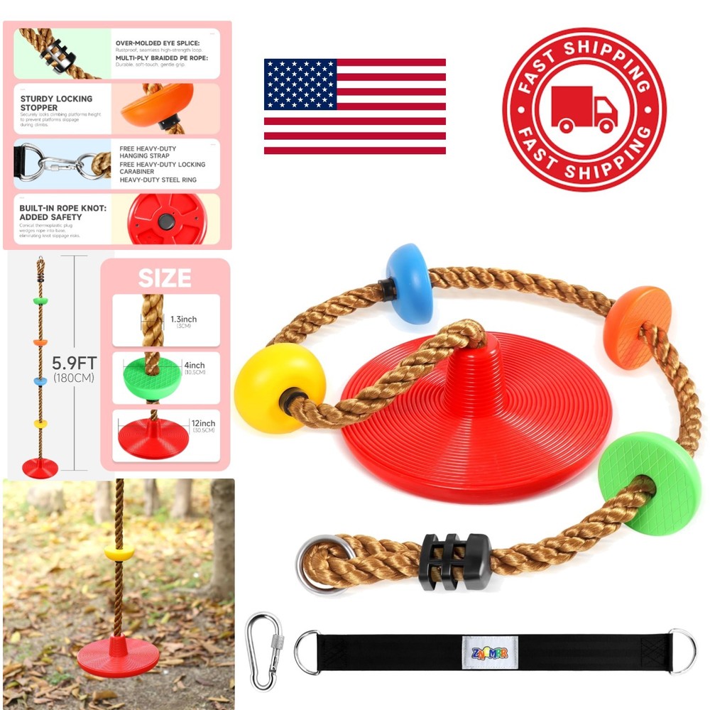 Climbing Rope Tree Swing Set with Disc Seat and Platforms for Kids Outdoor Fun