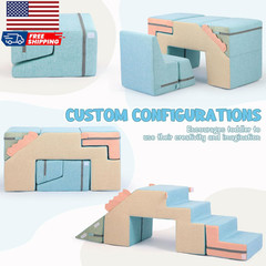 4 in 1 Foam Climbing Blocks for Toddlers Indoor Soft Climb and Crawl Play Climbi