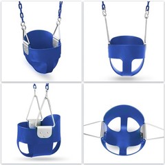 Baby Swing High Back Toddler Bucket Seat w/ Coated Chains & Carabiner, Blue