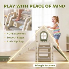 Qaba Foldable 5 in 1 Toddler Slide with Climber, Basketball Hoop, Storage