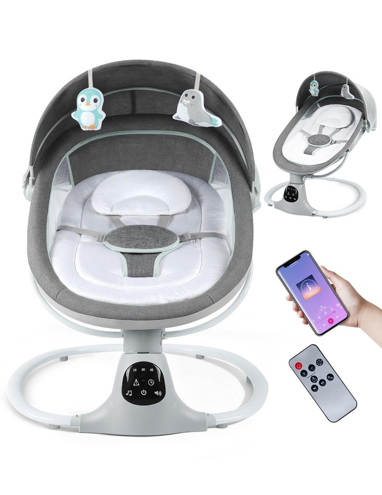Electric Baby Swing for Infants to Toddler, Portable Swing Baby Rocker with 5…