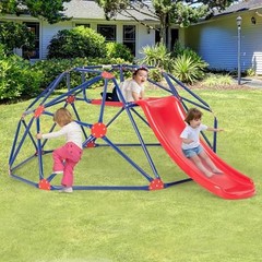 Climbing Dome with Slide, Kids Outdoor Jungle Gym Geometric Dome 8FT Ruby