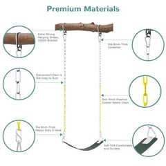 Swing Set Seat with Metal Triangle Ring & 66Inch Anti-Rust Chains, Swing Green