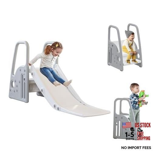 3 in 1 Toddler Large Play Climber Slide PlaySet with Extra Long Slipping Gray