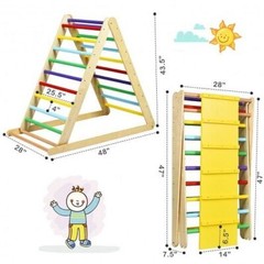 Foldable Wooden Climbing Triangle Indoor Home Climber Ladder – Color: Multicolor