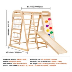 Uimoso Indoor Jungle Gym 7-in-1 Toddler Indoor Playground Wooden Climbing Toys L