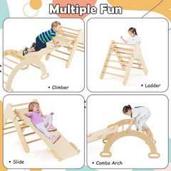 Pikler Triangle Set 7 in 1 Climbing Toys for Toddlers 1-3 inside Foldable Wood M