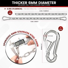 1000LB Heavy Duty Hanging Swing Chain, 6mm Thick 304 Stainless Steel Hanging …