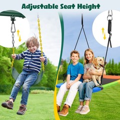 660lb Heavy Duty 7.3ft Tall 3 SwingsMetal Swing Set for Kids Backyard Swingset