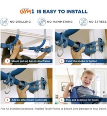 Gym1 4Piece Indoor Doorway Gym Set for Kids | Swing, Pull-Up Bar, Rings & Ladder
