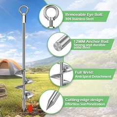 Ground Anchors Screw in Set of 2/4/8, Trampoline Anchors High Wind 18″-4PCS
