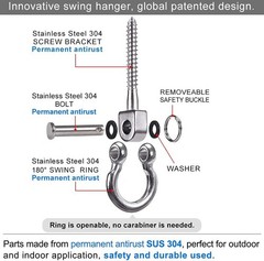 Heavy Duty 180° Swing Hangers, Stainless Steel Eye Screw Bracket, 1800 LB Cap…