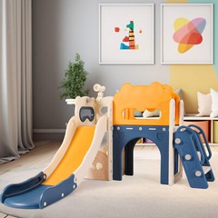 Kids Slide Climber Playset 8-in-1 Freestanding Slide for Toddler Indoor Outdoor