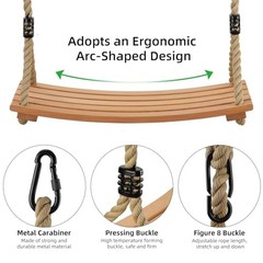 Hanging Wooden Swing, Tree Swings for Adults/Kids with 22.8×9.8×0.6 inch Beige