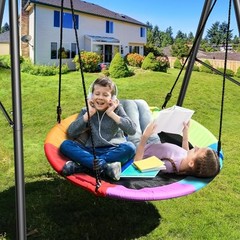 440lbs Swing Set with 40 Inch Saucer Tree Swing and Heavy Duty A-Frame Rainbow