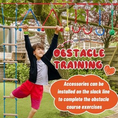 Ninja Warrior Obstacle Course for ，60ft Ninja Slackline-with 8 Pcs ,Tree Prot…