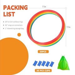 Hopscotch Rings, 2-Set – 20 Round Hoops (11-inch) + 30 11″ Hoop – 2 Set