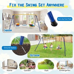 3-in-1 Kids Swing Set 660 LBS Carbon Steel Swing Frame w/ Belt Swing for