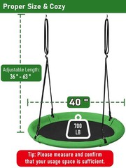 40 Inch Diameter Saucer Tree Swing Set for Kids & Adults, Adjustable Round 40″
