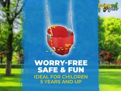 SWING SET STUFF HIGHBACK FULL BUCKET SEAT RED WITH CHAINS AND HOOKS toddler 0050