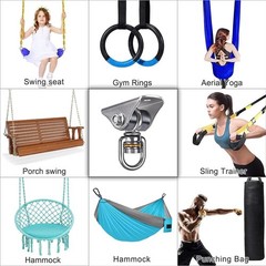 Silent Swing Hanger with Bearing – 1000 LB Capacity, 360° Swivel Hook for Hammoc