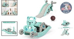 Versatile 5 in 1 Kids Slide with Basketball Hoop & Detachable Stool