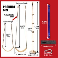 Tree Swing Climbing Rope 2 Pack Multicolor with Platforms Red Disc Swings Khaki