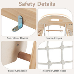 Indoor Jungle Gym, 8 in 1 Wooden Montessori Toddler Climbing Toys with Adjustabl