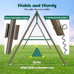 660lb Heavy Duty 7.3ft Tall 3 SwingsMetal Swing Set for Kids Backyard Swingset