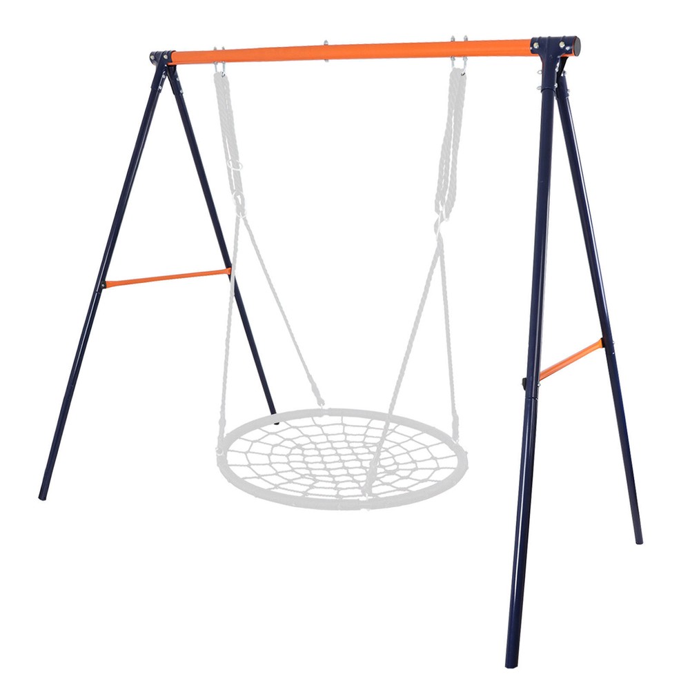 48” Spider Web Tree Net & Metal A-Frame Swing Set Children Patio Activity Set