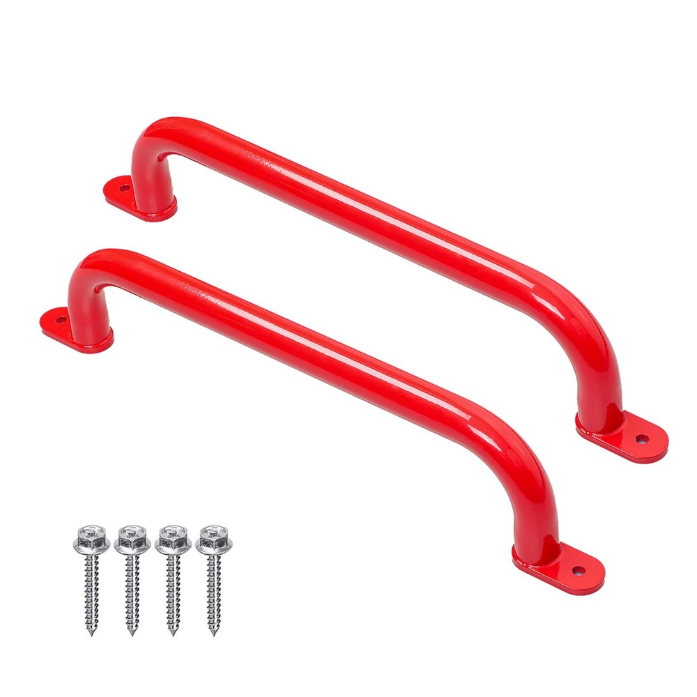 17 Inch Red Playground Handles Indoor Kids Monkey Bars Ladders 2Pcs