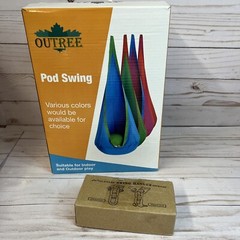 Outree Kids POD Swing NEW – 100lb Weight Limit- Green W/Blue Pillow + Hardware