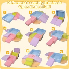 Yexmas 7Pc Soft Foam Climbing Toys Ball Pit Indoor Play Gym Set for Toddlers