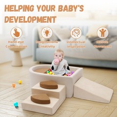 Asweets 6Pc Foam Climbing Blocks & Ball Pit for Toddlers Indoor Soft Play Set