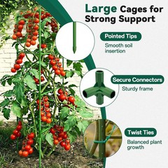Halatool 6 Pack Tomato Cages for Graden 60 Inch, Adjustable Metal Tall Heavy Dut