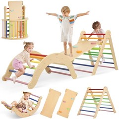 7-in-1 Foldable Pikler Triangle Set for Toddlers: Indoor Climber with Ramp & …