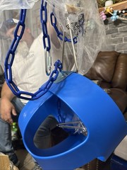 Blue Plastic Toddler Bucket Swing Seat with Chains for Ages 1-4 Years
