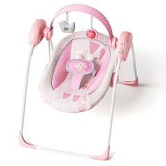 Portable Baby Swing, Pink Electric Infant Swing with 5 Speed Levels, 6 Songs &