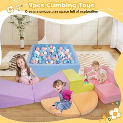 Yexmas 7Pc Soft Foam Climbing Toys Ball Pit Indoor Play Gym Set for Toddlers