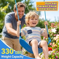 Heavy Duty Kids Swing Seat with 79″ Adjustable Rope, 330 lbs Blue, 1 Pack