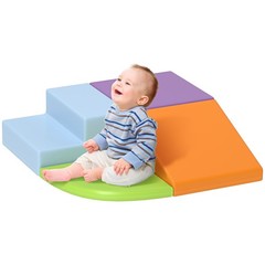 kids foam play set 4 piece 18x18x9.75in blue red soft wipe-clean surface