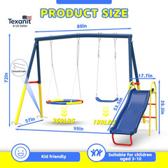 Swing Set for Backyard with Stand, Swing Heavy Duty 440Lbs Metal Outdoor Swing S