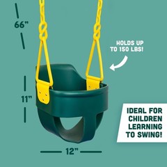 High Back Full Bucket Toddler Swing Seat with Finger Grip, Plastic Coated Cha…