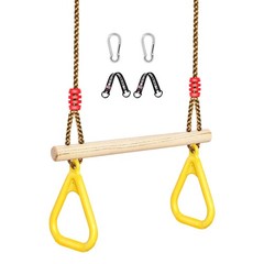Wooden Trapeze Swing Bar, Adjustable Height Swing Set, Gym Rings, Playground …