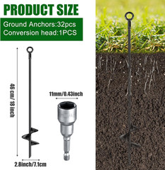 12 Pcs 18 Inch Ground Anchor Spiral Blade Heavy Duty Earth Anchors Swing Set Met