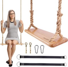 Hanging Wooden Swing 24″x 8″x 1.2″ Tree Swing Adults & Kids W/ 500lbs Load