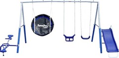 Galvanized Steel Free N’ Swing Play Set with Slide & See-Saw – 7 Child Capacity