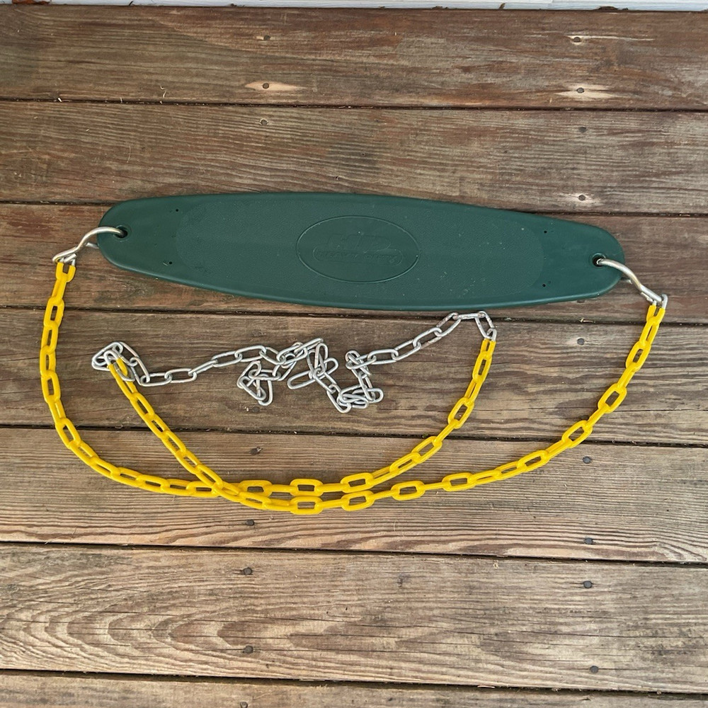 Swing-N-Slide Heavy Duty Green Swing Seat w/ Yellow & Gray Chains