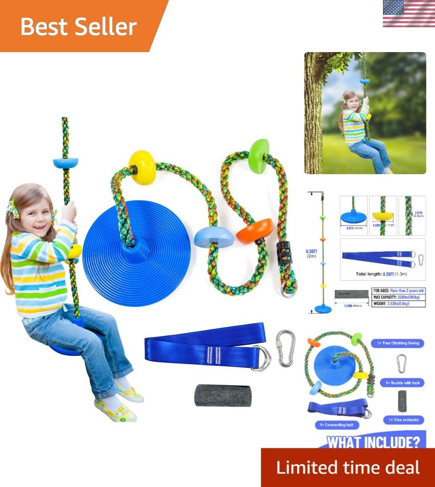 Outdoor Kids Swing Set – Includes Tree Strap & Easy Installation for Safety